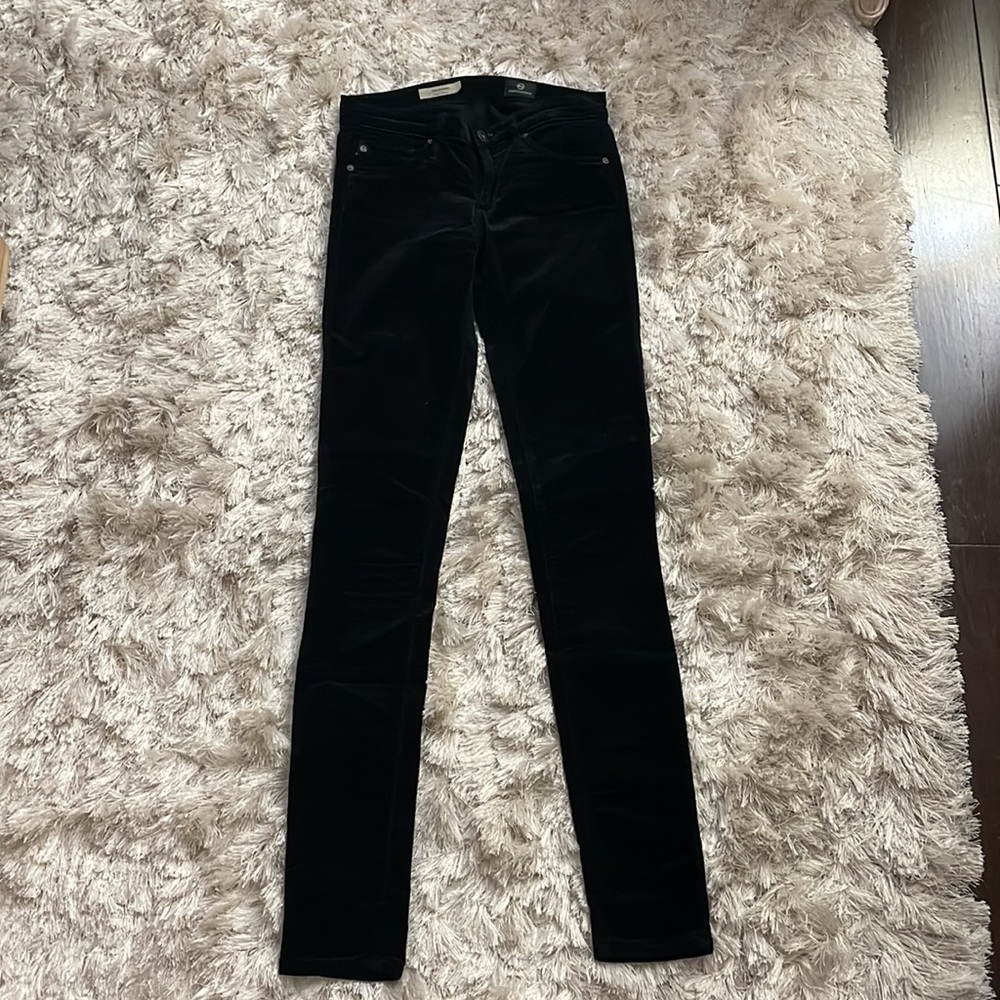 AG Adriano Goldschmied “The legging” super skinny stretch velour jeans size 24R